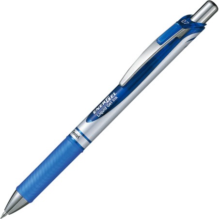 Pentel Energel Boligrafo de Bola Retractil - Punta 0.7mm - Trazo 0.35mm - Tinta Gel - Recargable - Grip de Agarre - Clip de Meta