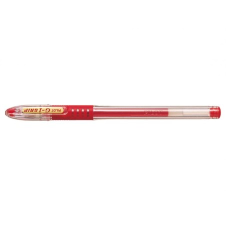 Pilot Boligrafo de Gel G1 Grip - Recargable - Grip de Goma - Punta de Bola 0.7mm - Trazo 0.32mm - Cuerpo Transparente - Color Ro