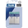 Milan Nata 520 Artist Pack de 2 Gomas de Borrar Rectangulares - Plastico - Faja de Carton Blanca - No Daña el Papel - Color Verd