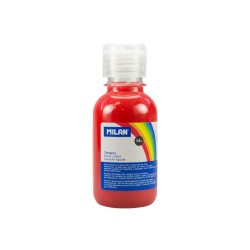 Milan Botella de Tempera - 125ml - Tapon Dosificador - Secado Rapido - Mezclable - Color Rojo Bermellon
