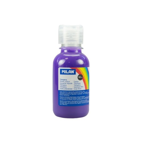 Milan Botella de Tempera - 125ml - Tapon Dosificador - Secado Rapido - Mezclable - Color Violeta