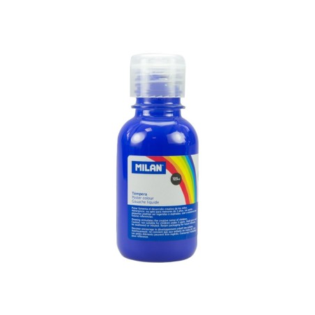 Milan Botella de Tempera - 125ml - Tapon Dosificador - Secado Rapido - Mezclable - Color Azul Marino