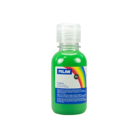 Milan Botella de Tempera - 125ml - Tapon Dosificador - Secado Rapido - Mezclable - Color Verde Claro