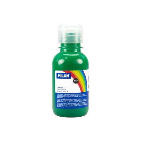 Milan Botella de Tempera - 125ml - Tapon Dosificador - Secado Rapido - Mezclable - Color Verde Oscuro