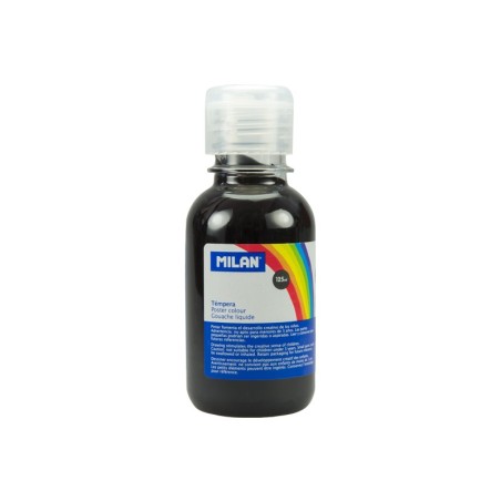 Milan Botella de Tempera - 125ml - Tapon Dosificador - Secado Rapido - Mezclable - Color Negro