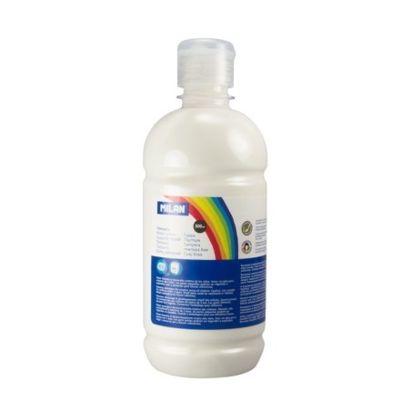Milan Botella de Tempera - 500ml - Tapon Dosificador - Secado Rapido - Mezclable - Color Blanco