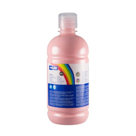 Milan Botella de Tempera - 500ml - Tapon Dosificador - Secado Rapido - Mezclable - Color Rosa Palido