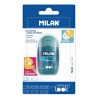Milan Blister Afilaborras CAPSULE LOOK - Sacapuntas y Goma de Borrar - Cuchilla de Acero al Carbono - Para todo tipo de Lapices 