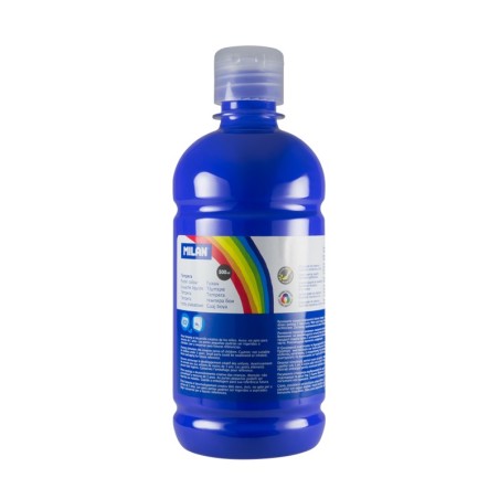 Milan Botella de Tempera - 500ml - Tapon Dosificador - Secado Rapido - Mezclable - Color Azul Marino