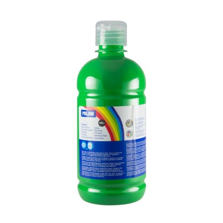 Milan Botella de Tempera - 500ml - Tapon Dosificador - Secado Rapido - Mezclable - Color Verde Claro