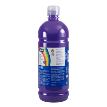 Milan Botella de Tempera - 1000ml - Tapon Dosificador - Secado Rapido - Mezclable - Color Violeta