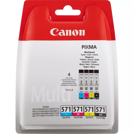 Canon CLI571 Pack de 4 Cartuchos de Tinta Originales - 0386C005