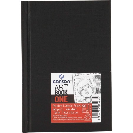 Canson Sketch One Fino Cuaderno de Dibujo con 98 Hojas - 10.1x15.2cm - 100g - Color Blanco