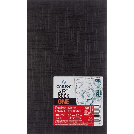 Canson Sketch One Fino Cuaderno de Dibujo con 98 Hojas - 14x21.6cm - 100g - Color Blanco