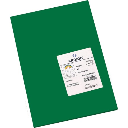 Canson Guarro Pack de 50 Cartulinas Iris A4 de 185g - 21x29.7cm - Color Verde Amazonas
