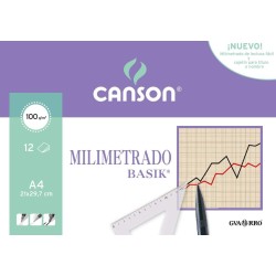 Canson Minipack de 12 Hojas A4 - Milimetrado Basik - 21x29.7cm - 100g - Color Sepia