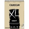 Canson XL Kraft Rayado Bloc de Dibujo con 60 Hojas A4 - Espiral Microperforado - 21x29.7cm - 90g - Color Beige