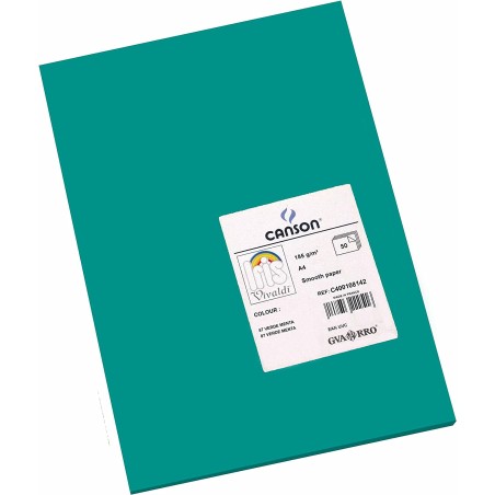 Canson Guarro Pack de 50 Cartulinas Iris A4 de 185g - 21x29.7cm - Color Verde Menta