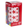 Apli Gomets Estrella Rojos - 12.5mm y 19.5mm - Adhesivo Permanente - 59 Hojas - 2360 Gomets por Rollo - Ideal para Desarrollar H