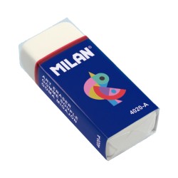 Milan 4020A Goma de Borrar Rectangular - Miga de Pan - Suave - Caucho Sintetico - Faja de Carton Azul - Dibujos Surtidos - Color