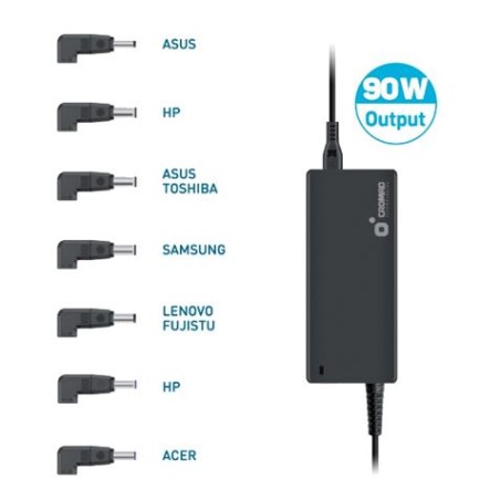 Cromad Cargador Universal Automatico 90W - 7 Puntas - Voltaje 19-20V - Selector de Voltaje Automatico - Proteccion Sobrecargas, 