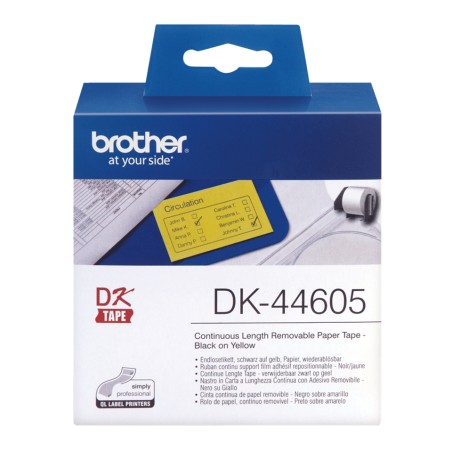 Brother DK44605 - Etiquetas Removibles Originales de Tamaño personalizado - Ancho 62mm x 30,48 metros - Texto negro sobre fondo 