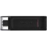 Kingston DataTraveler 70 Memoria USB Tipo C 128GB - USB-C 3.2 Gen 1 - Con Tapa - Color Negro (Pendrive)