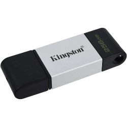 Kingston DataTraveler 80 Memoria USB Tipo C 256GB - USB-C 3.2 Gen 1 - 200 MB/s en Lectura - Con Tapa - Diseño Metalico (Pendrive