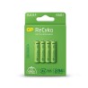 GP ReCyko Pack de 4 Pilas Recargables 650mAh AAA 1.2V - Precargadas - Fabricadas con mas del 10% de Materiales Reciclados