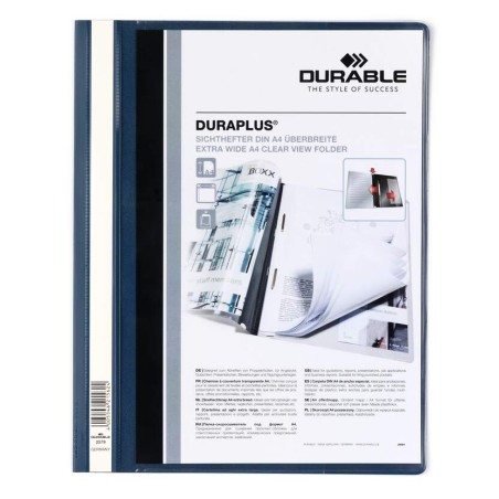 Durable Duraplus Carpeta de Fastener - Para Formato A4+ - Compartimento Interior - Tapa Posterior de Color Azul Oscuro