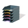 Durable Varicolor Tray Set A4 Juego de 5 Bandejas Portadocumentos - Apilables en Vertical y Escalonadamente - Zonas de Agarre en