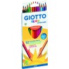 Giotto Elios Wood Free Pack de 12 Lapices Triangulares de Colores - Sin Madera - Mina 3.3 mm - Colores Surtidos