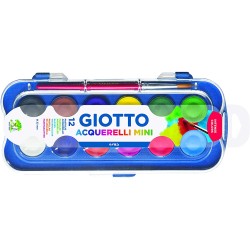 Giotto Pack de 12 Acuarelas Mini 23mm. - Colores Luminosos - Evita la Dispersion del Agua