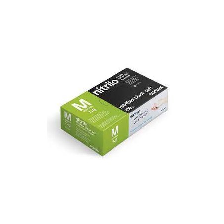 Santex Nitriflex Black Soft Pack de 100 Guantes de Nitrilo para Examen Talla M - 3.5 gramos - Sin Polvo - Libre de Latex - No Es
