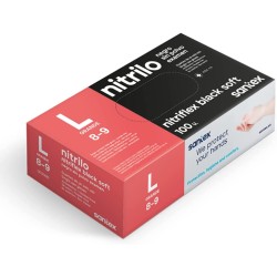 Santex Nitriflex Black Soft Pack de 100 Guantes de Nitrilo para Examen Talla L - 3.5 gramos - Sin Polvo - Libre de Latex - No Es