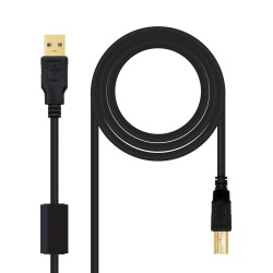 Nanocable Cable de Impresora con Ferrita USB-B 2.0 Macho a USB-A Macho 4m
