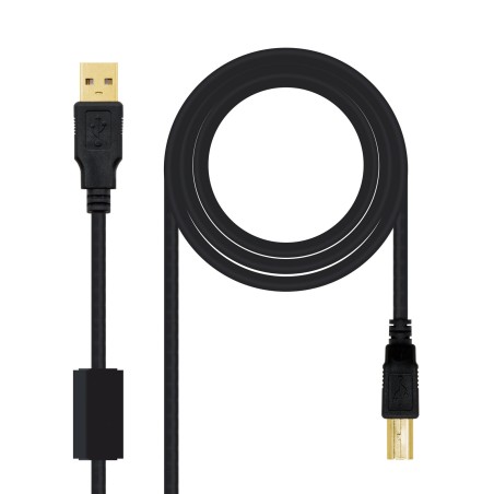 Nanocable Cable de Impresora con Ferrita USB-B 2.0 Macho a USB-A Macho 4m