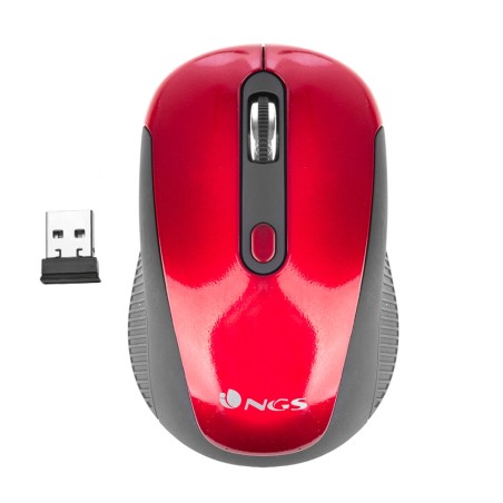 NGS Haze Raton Inalambrico USB 1600dpi - 3 Botones - Uso Ambidiestro - Color Rojo/Negro