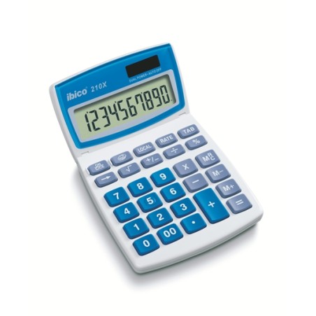 Ibico 210X Calculadora de Sobremesa - Teclas Grandes - LCD de 10 Digitos - Pantalla Inclinable Ajustable