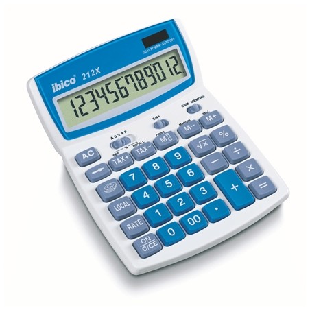 Ibico 212X Calculadora de Sobremesa - Teclas de Relieve - Funcion Impuestos y Redondeo - LCD de 12 Digitos