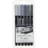 Lyra Aqua Brush Duo Pack 6 Rotuladores de Doble Punta - Trazos 1-5 y 1mm - Tinta Base de Agua - Colores Tonos Grises