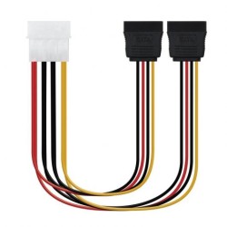 Nanocable Cable SATA Alimentacion 5.25" Molex 4pin Macho a 2x SATA Hembra 0.20m
