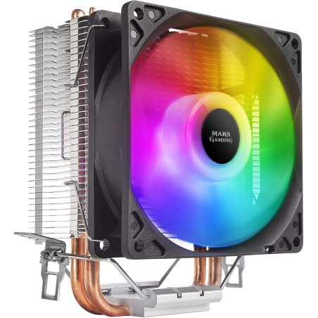 Mars Gaming Ventilador CPU 90mm con Disipador - Iluminacion RGB - Hasta 130W - Velocidad Max. 2200rpm - 2 Heatpipes