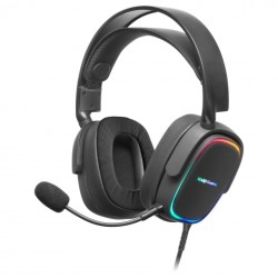Mars Gaming MHAX Auriculares Gaming con Microfono Extraible - Iluminacion RGB - Diadema Ajustable - Almohadillas Acolchadas - Co