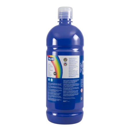 Milan Botella de Tempera - 1000ml - Tapon Dosificador - Secado Rapido - Mezclable - Color Azul Marino