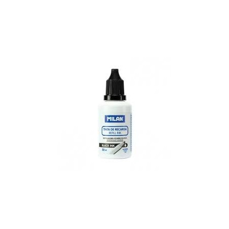Milan Bote de Tinta para Rotuladores de Pizarra Blanca Recargables - 30ml - Tinta a base de Alcohol - Color Negro
