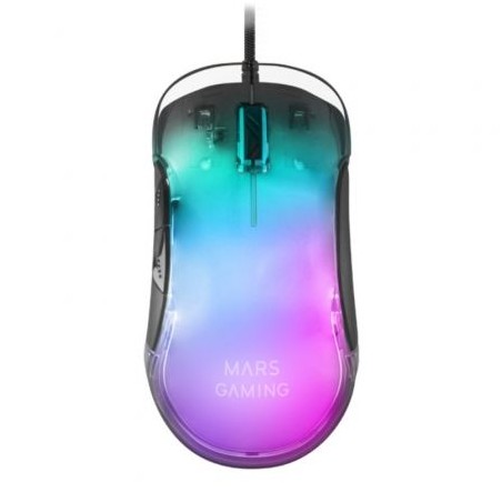 Mars Gaming MMGLOW Raton Gaming USB 12800dpi - Cuerpo con Acabado Espejo - 6 Botones - Iluminacion RGB Chroma - Uso Diestro - Ca