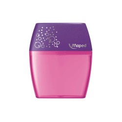 Maped Shaker Sacapuntas con Deposito de Gran Capacidad - 2 Agujeros - Forma Ergonomica - Colores Surtidos - Caja Expositora de 2