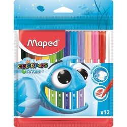 Maped Rotuladores Color´Peps Ocean - Punta Media Bloqueada 2 mm. - Ojival, Suave y Flexible - Colores Brillantes y Vivos - Tinta