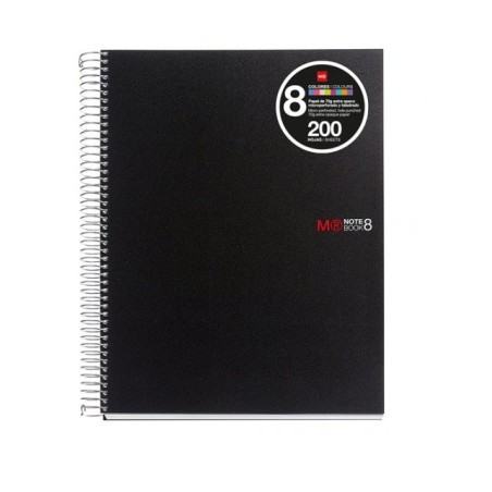 Miquel Rius Notebook8 Cuaderno de Espiral Formato A4 - 200 Hojas de 70 gr Microperforadas con 4 Taladros - Cubiertas de Poliprop